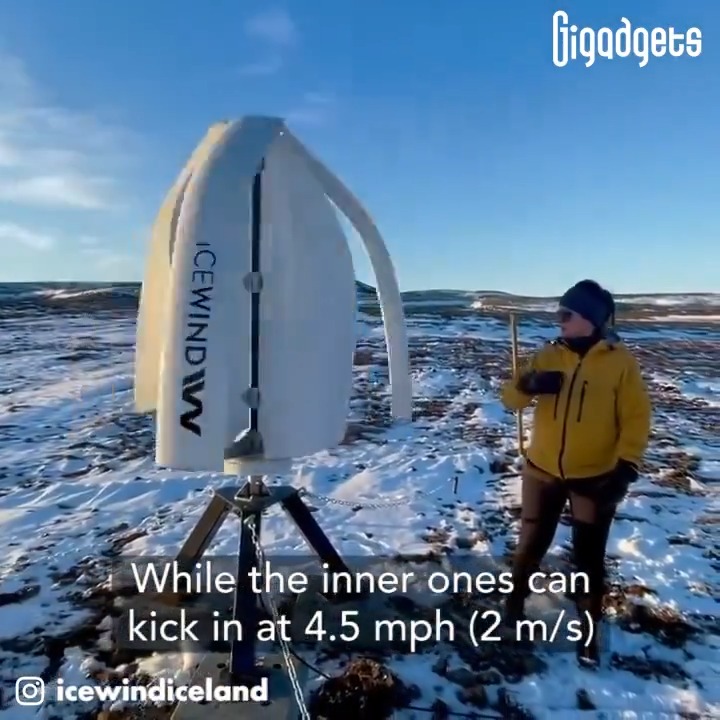 This six-bladed wind turbine harvests energy from all directions to power your home. Icewind Turbine is an omnidirectional off-grid wind turbine. #gigadgets #windenergy #greenpower #climatechange #renewableenergy