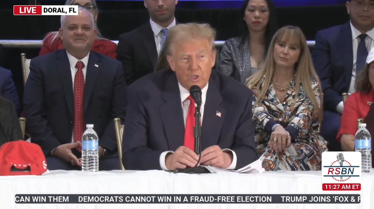 Trump: Angela is not there anymore. They tried it. Solar, they had solar fields so big. I mean, I saw a solar field come… But it's not the same thing. It's got to fire up these massive plants. It's not gonna, but I saw a solar field the other day that looked like it took up half the desert. I've never seen anything like it. It's all steel and glass and wires and it looks like hell. And you see rabbits, they get caught in it and every, you know, for the environmentalists, it's just terrible.. But, but I'm looking at solar fields that are like miles and miles of just and what it does to your desert areas or the areas that you're putting. It's just crazy