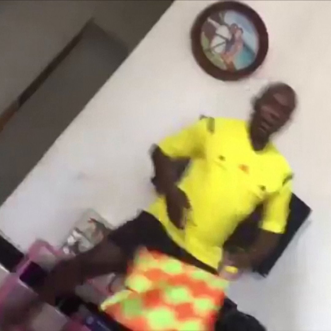 Real Madrid referee warming up to come on in the 2nd half
