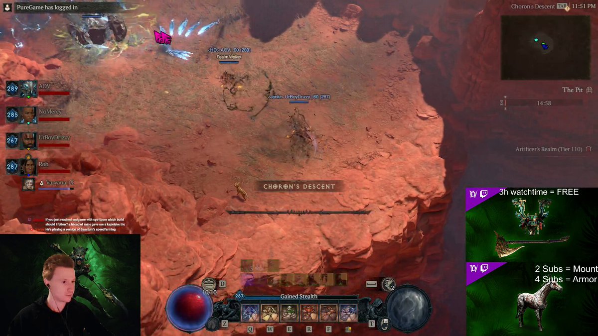 Been blasting a lot of Pits #DiabloIV. Here is one of our fastest ones with the Quill Volley Eagle Build. Best Build in game by far &amp; then some! 💯 Pit 110 in just 42 seconds. Next goal: Do this on a Barbarian 😂 Full Build explained: