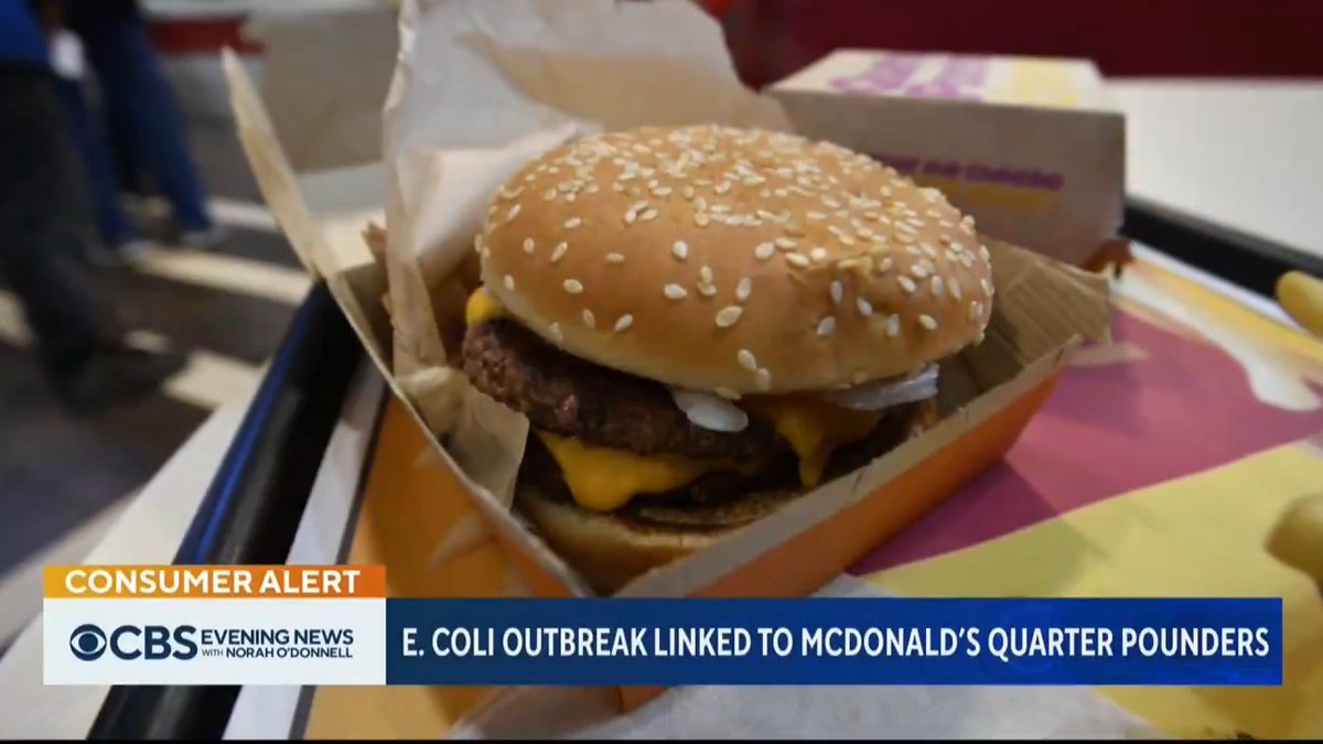 McDonald's Quarter Pounder hamburgers are being linked to an outbreak of E. coli that has sickened nearly 50 people in 10 states, killing one person, federal health officials said Tuesday. CBS News chief medical correspondent Jonathan LaPook, M.D has more information.