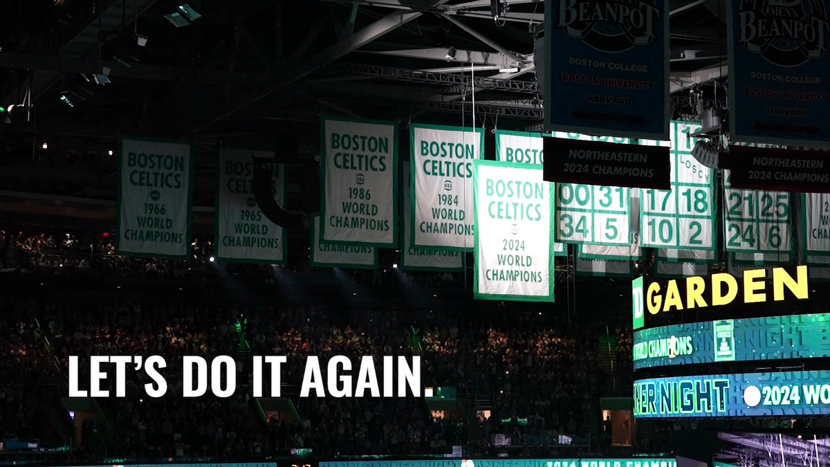 "It is Banner 18. The mission demanded, is mission accomplished." "... let's do it again." ☘️ @Celtics raise Banner 18 into the rafters of TD Garden