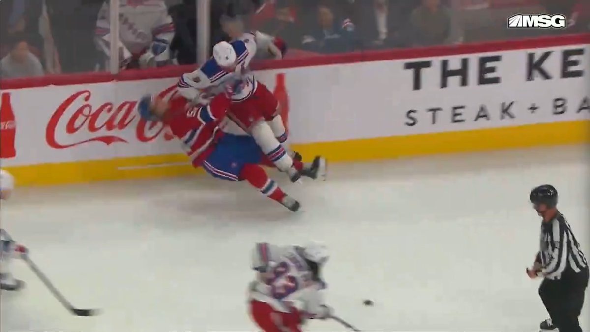 This is an unreal hit. Shoulder directly to the chest. Barron has to know it’s the Trouba Train in front of him
