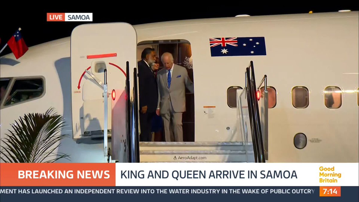 Breaking: King Charles and Queen Camilla arrive in Samoa.