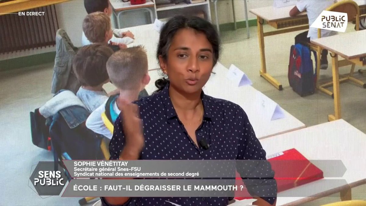 Éducation nationale : « La première raison pour laquelle on manque de professeurs reste la rémunération (...) Il y a aussi la question des conditions de travail et la reconnaissance dans la société » affirme la secrétaire générale du SNES-FSU, Sophie Vénétitay. #SensPublic