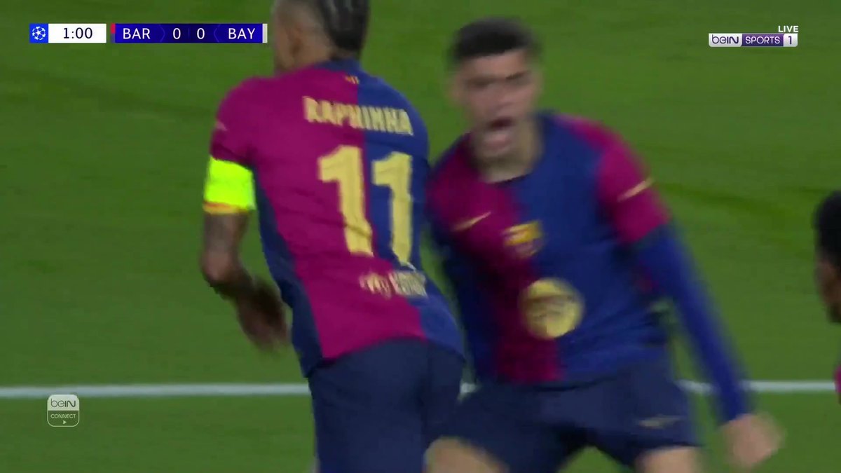 بأقل من دقيقة... رافينيا يفتتح التسجيل لبرشلونة 😱⚽️ #دوري_أبطال_أوروبا
