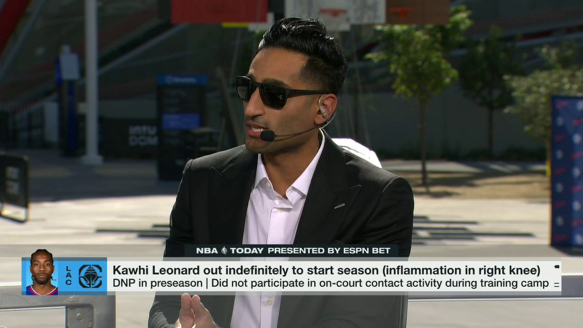 "I'm told Kawhi Leonard will be missing weeks." Shams Charania with the latest on Kawhi Leonard being out indefinitely to start the Clippers' season.