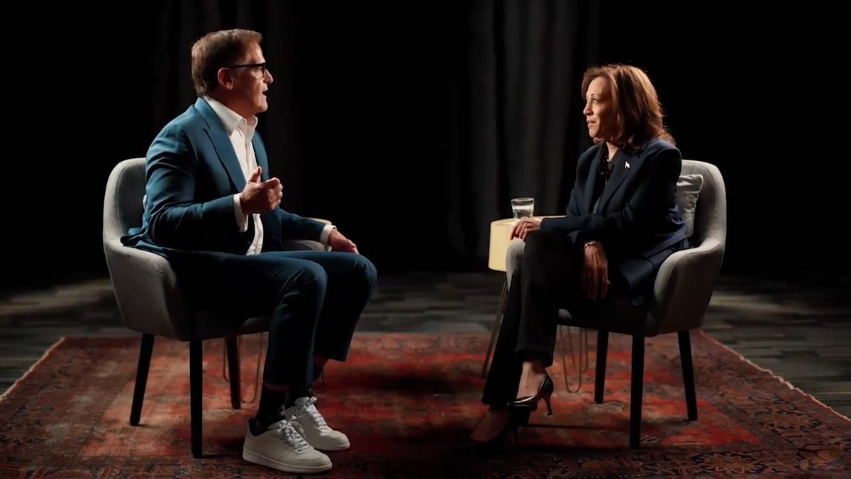 .Mark Cuban: Trump has just lost it Vice President Harris: He doesn’t pay attention to the details. You can’t be president if you don’t pay attention Cuban: His policy makes no sense. He's going to cause prices to go up Vice President Harris: Goldman Sachs, Moody’s, the Wall Street Journal, and 16 Nobel Laureates have examined mine and Trump's policies. They found mine will strengthen the economy. Trump's will weaken it, raise inflation, and invite a recession