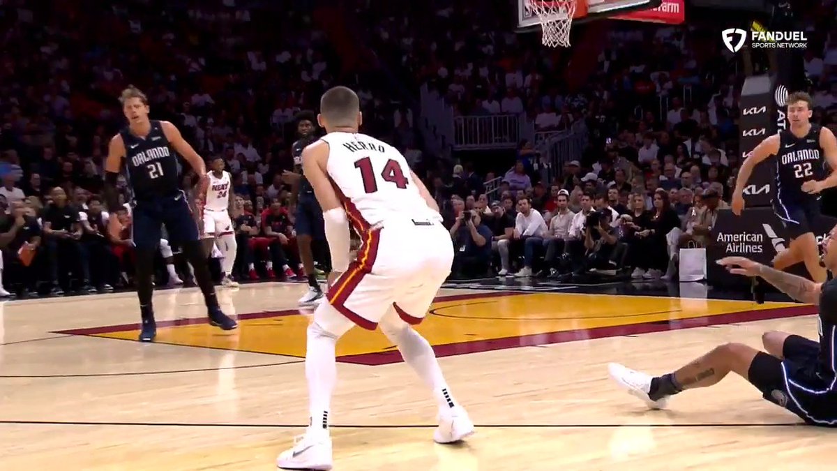 Tyler Herro made him fall and nails the three 😮💨 (via HEAT on FanDuel Sports Network)