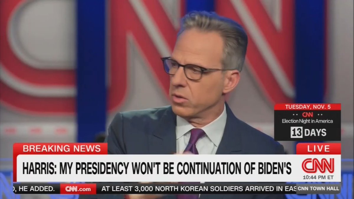 Tapper: We are treating Vice President Harris like we treat a normal politician. Meanwhile, the Republican nominee literally is calling Americans who don’t support him ‘the enemy within,’ and talking about using the military to go after these people