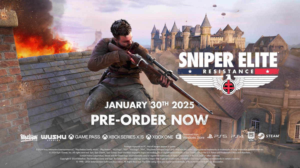 Ready your rifle sniper. The time for action soon approaches. Sniper Elite: Resistance is out January 30th 2025, coming to Game Pass Day One, Xbox Series X|S, Xbox One, Windows PC and PC via Steam, Epic and PlayStation 4 &amp; 5 |