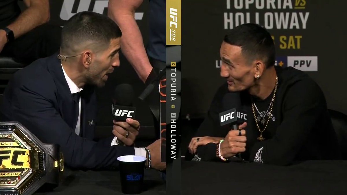 Ilia Topuria and Max Holloway got into a heated exchange 👀 #UFC308