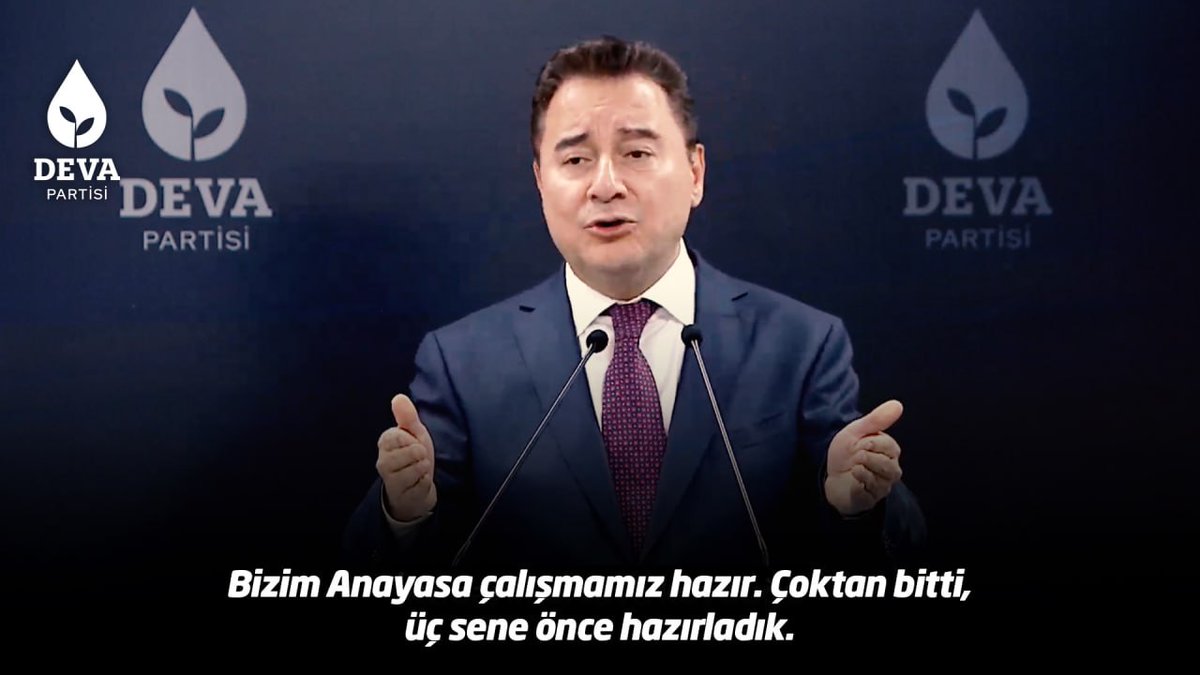 Ali Babacan: "Bizim Anayasa çalışmamız hazır. Çoktan bitti, üç sene önce hazırladık ve bu her alanda çözüm ürettiğimiz gibi Anayasayla ilgili çözümümüzü de üç sene önce kamuoyuna açıkladık, biz bitirdik."