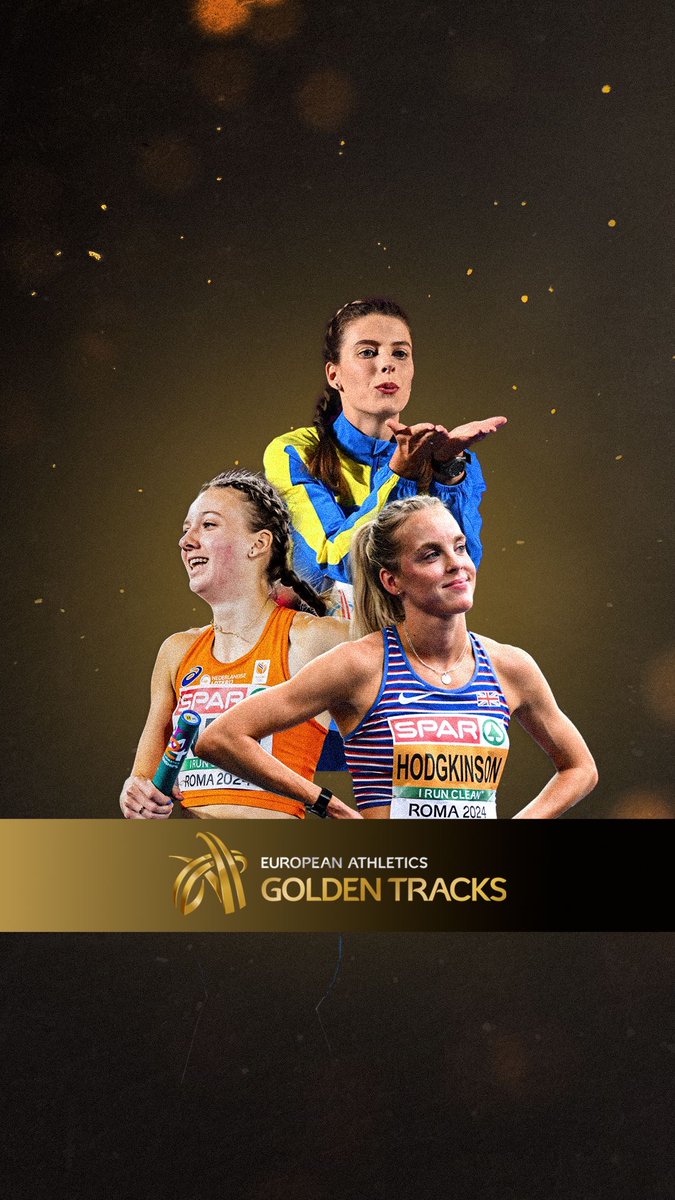The fab three! 💫 🇳🇱 Femke Bol 🇬🇧 Keely Hodgkinson 🇺🇦 Yaroslava Mahuchikh Who is your women's European Athlete of the Year for 2024? 🏆 Watch the Golden Tracks awards night live on our YouTube channel from 8.00pm CEST on Saturday! #GoldenTracks