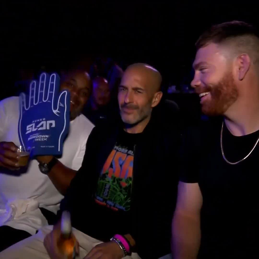 The #UFC308 commentary team are having the time of their lives at #PowerSlap9 🍻😂