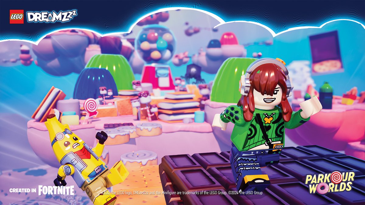 Last one to beat LEGO Parkour Worlds is a rotten Peely! 🏝️: 3318-8546-5158