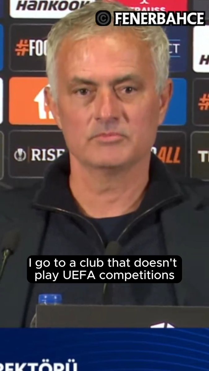Jose Mourinho after his latest red card: “I think the best thing I have to do is when I leave Fenerbahce I go to a club that doesn't play Uefa competitions. So if any club in England, from the bottom of the table, needs a coach in two years, I’m ready to go.” 😅