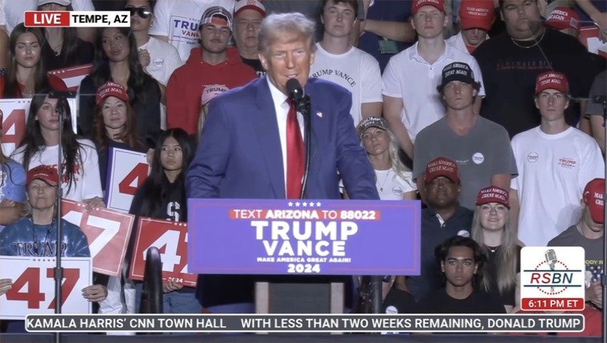 Trump: He doesn't even know what he's watched. Tell him, Jimmy. Get up. You're getting up, Jimmy. Let's go. Let's go, Jimmy. I'm not gonna use foul language. Get your fat ass out of the couch (???)