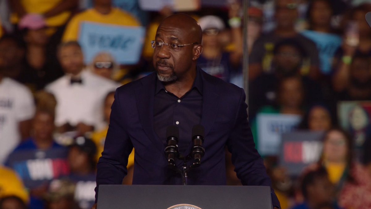 Sen. Reverend Raphael Warnock: Black men are not confused. We know Trump is the man who was held accountable by the Justice Department because he wouldn't even rent apartments to Black people. This is the man who took out a full page ad in the New York Times calling to execute five innocent young men of color. This is the man who spread the racist birther lie about the first African American president