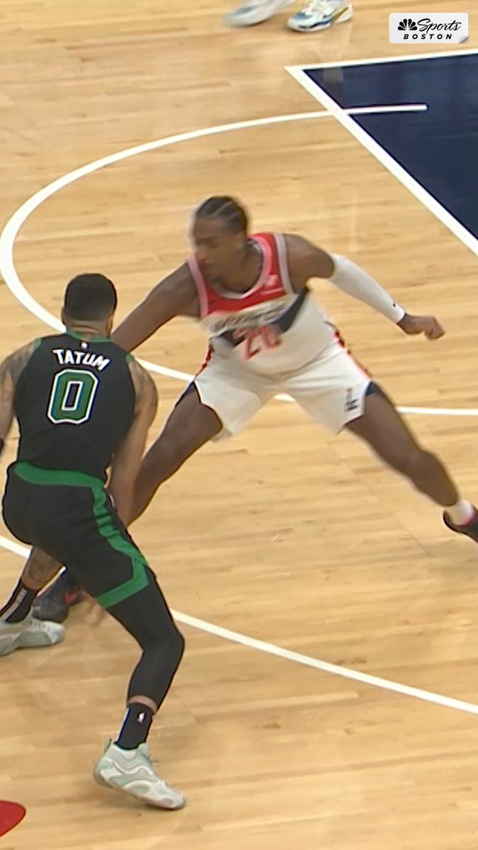 Jayson Tatum giving Alex Sarr a welcome to the league moment 😅 (via Celtics on NBC Sports Boston)