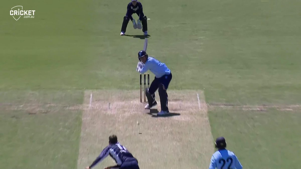 Pat Cummins wasted little time getting going with his first ball faced for NSW in more than three years! #VICvNSW