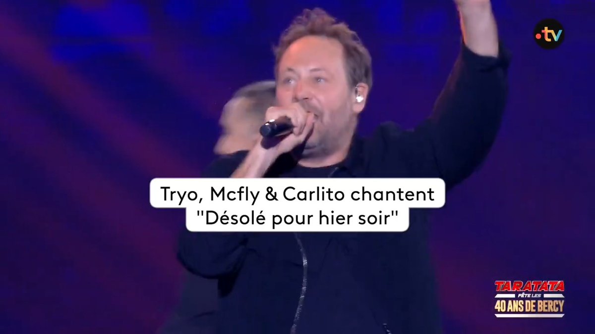 Le groupe Tryo invite Mcfly &amp; Carlito sur scène pour chanter ensemble "Désolé pour hier soir" ! Retrouvez le concert de "Taratata fête les 40 ans de Bercy" sur notre plateforme 👉