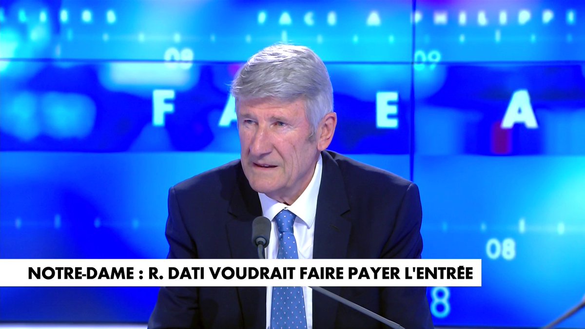Philippe de Villiers, sur le souhait de Rachida Dati de faire payer l’entrée de Notre-Dame : «Je suis indigné par tant d’inculture, il fut un temps où c’était l’église qui faisait la quête, maintenant c’est l’Etat», dans #FaceaPhilippeDevilliers