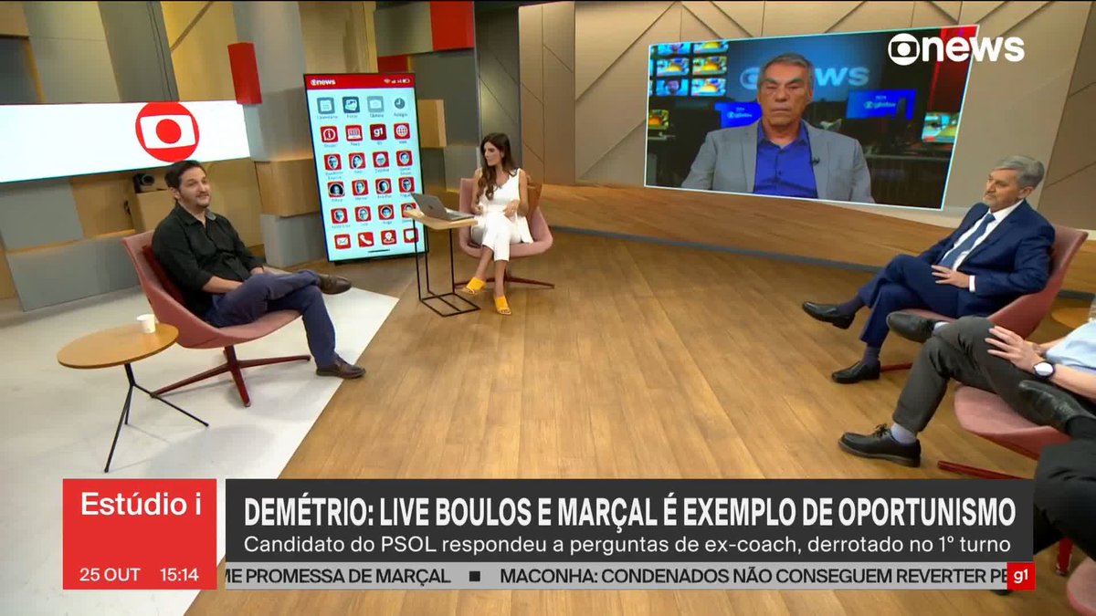 “Ele está legitimando o Pablo Marçal como um ator político. Ele é que está puxando o Pablo Marçal para cima”, diz Daniel Sousa sobre Guilherme Boulos participar de live. “De uma certa maneira, anistiou o Pablo Marçal”, diz Octavio Guedes. ➡ Assista na #GloboNews: #Estúdioi #Eleições2024
