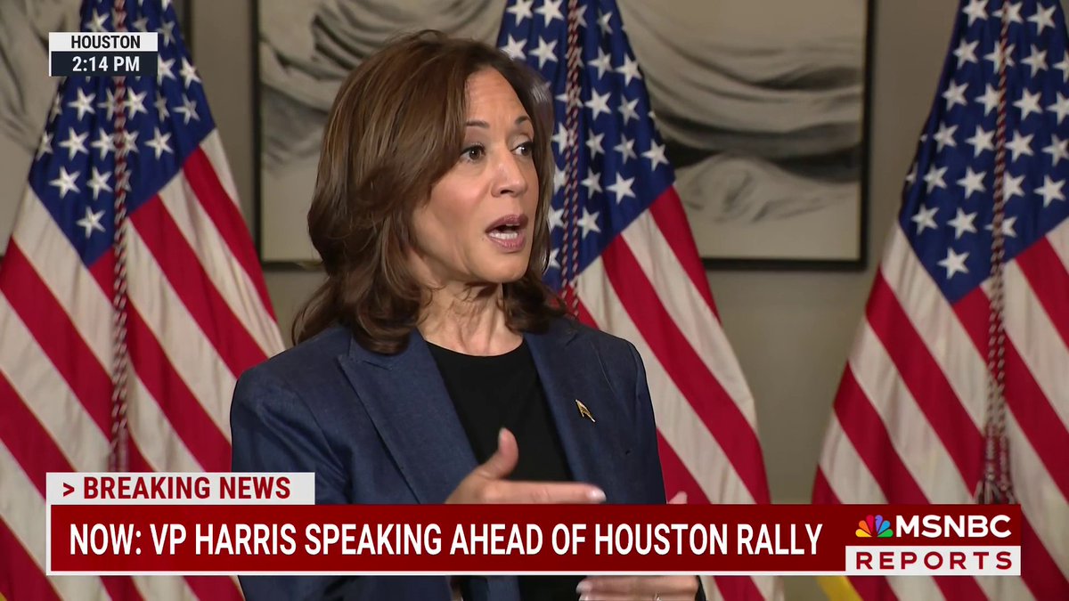 "We do not give up the fight for freedom. We do not give up the fight." Kamala Harris speaks about reproductive rights ahead of her Houston rally.