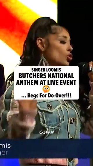 Step aside, #Fergie ... up-and-coming singer #Loomis is the latest person to have a *unique* rendition of the National Anthem go viral 😱 (🎥: C-SPAN)