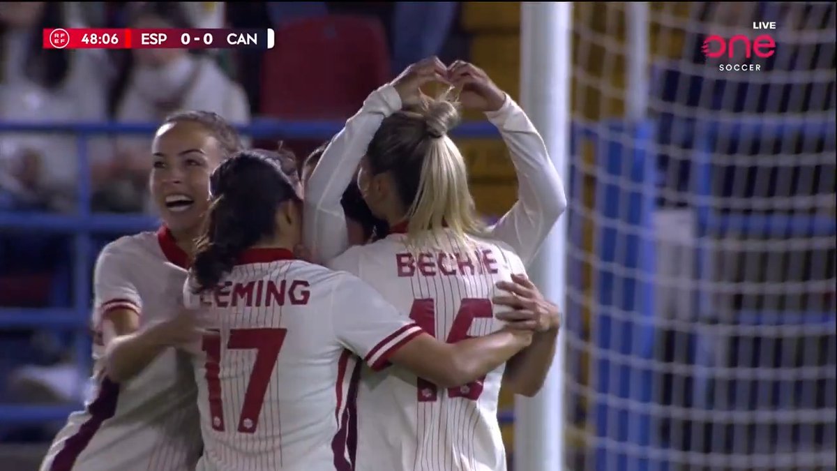 MIMI ALIDOU gets her first 1st senior goal in just her third cap minutes after coming off the bench to open the scoring for Canada. This is Canada’s first senior goal against Spain - history. She got given the chance, and she has delivered.