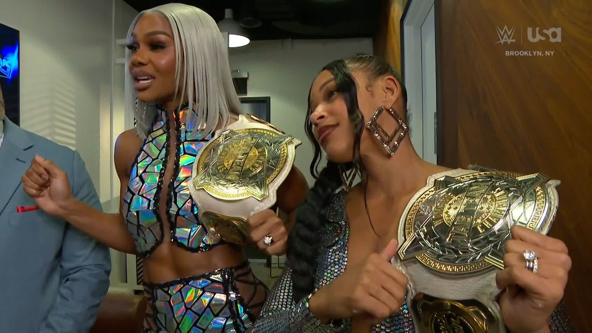 #WWECrownJewel is getting bigger by the minute! Our #SmackDown, #WWERaw and #WWENXT GMs just announced a Fatal 4-Way Women's Tag Team Title Match for Crown Jewel! 👏👏👏 BIANCA & JADE vs. IYO & KAIRI vs. CHELSEA & PIPER vs. LASH & JAKARA! #SmackDown