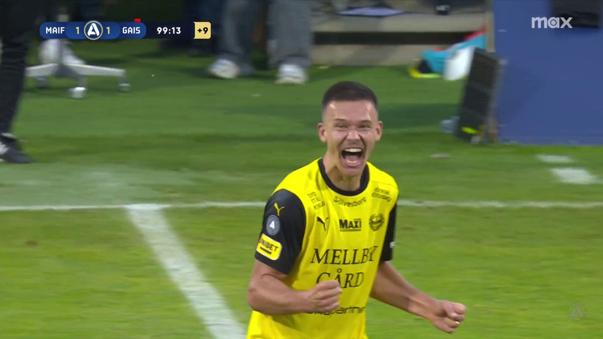 Arvid Brorsson skarvar in 1-1 för Mjällby med matchens sista bolltouch! 🟡⚫️ 📲 Se matchen på Max