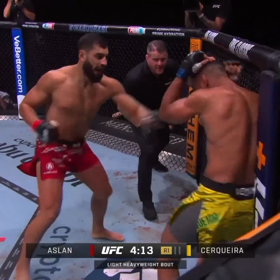LESS THAN A MINUTE! Ibo Aslan with the BIG FINISH at #UFC308 😱 Watch #UFC308 in UK/Ireland ➡️ 📺 Experience Abu Dhabi | #InAbuDhabi | Abu Dhabi Calendar