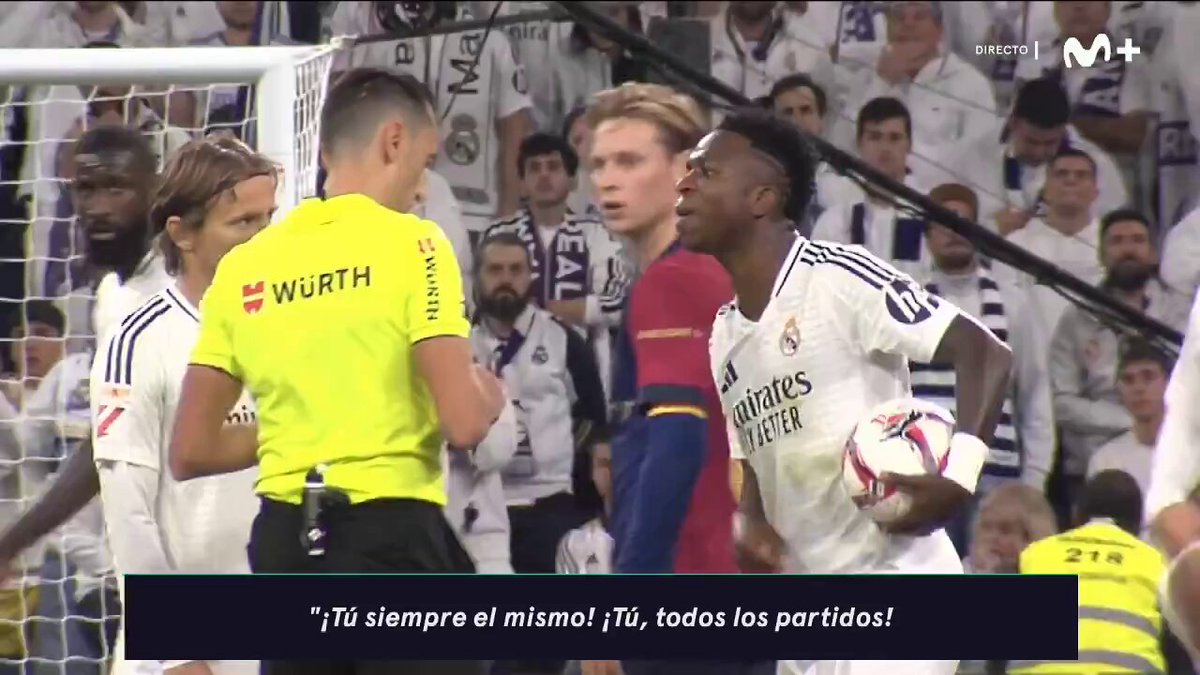 "¡Tú siempre igual! ¡Tú siempre lo mismo!". Vinicius, a Sánchez Martínez. #DeportePlus