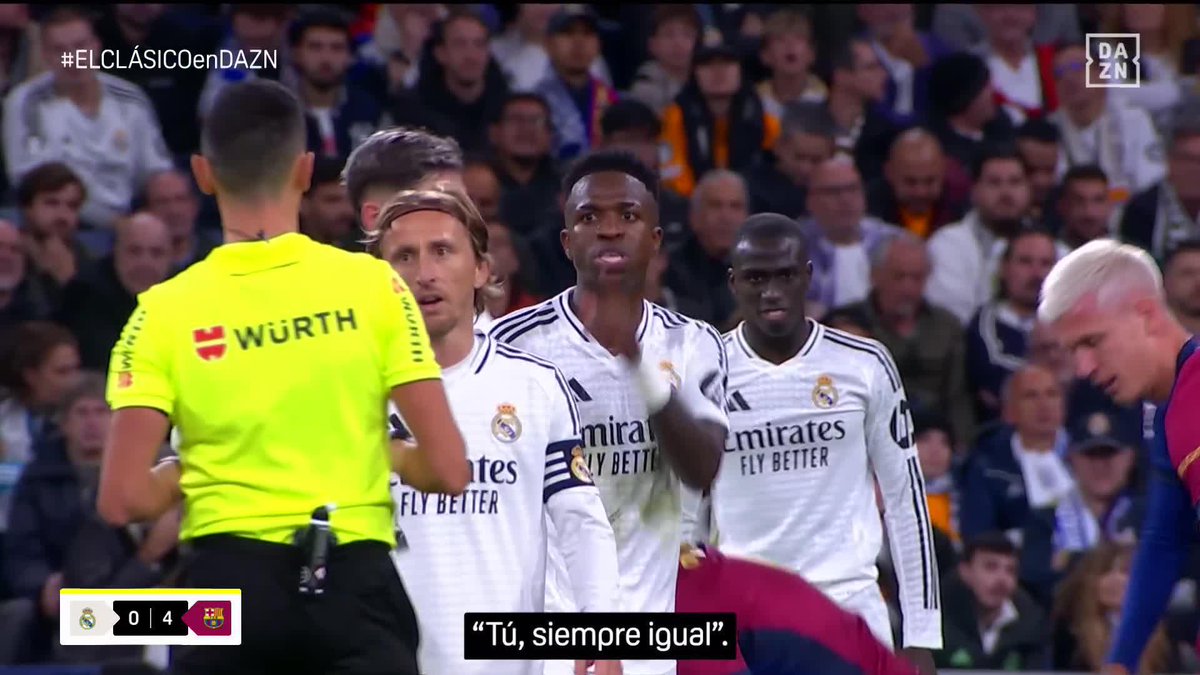 🗣️ Vinicius, muy crítico con Sánchez Martínez "Todos los partidos me sacas tarjeta. Tú siempre igual" #ELCLASICOenDAZN ⚽