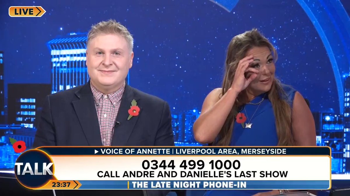Annette from Liverpool thanks Andre and Danielle on their last show. "I'm crying happy tears." André Walker Danielle Nicholls