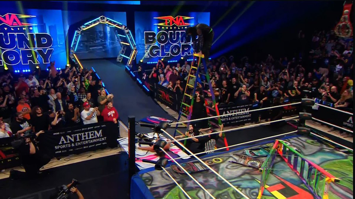 Jeff Hardy with a Swanton Bomb from the top of the ladder! #TNABoundForGlory