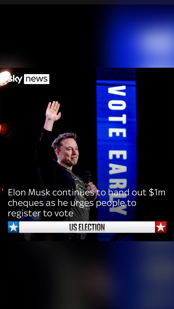 The Space X, Tesla and Twitter billionaire Elon Musk has been handing out million-dollar cheques as part of an effort to persuade people to register to vote and crucially to vote early. Read more: