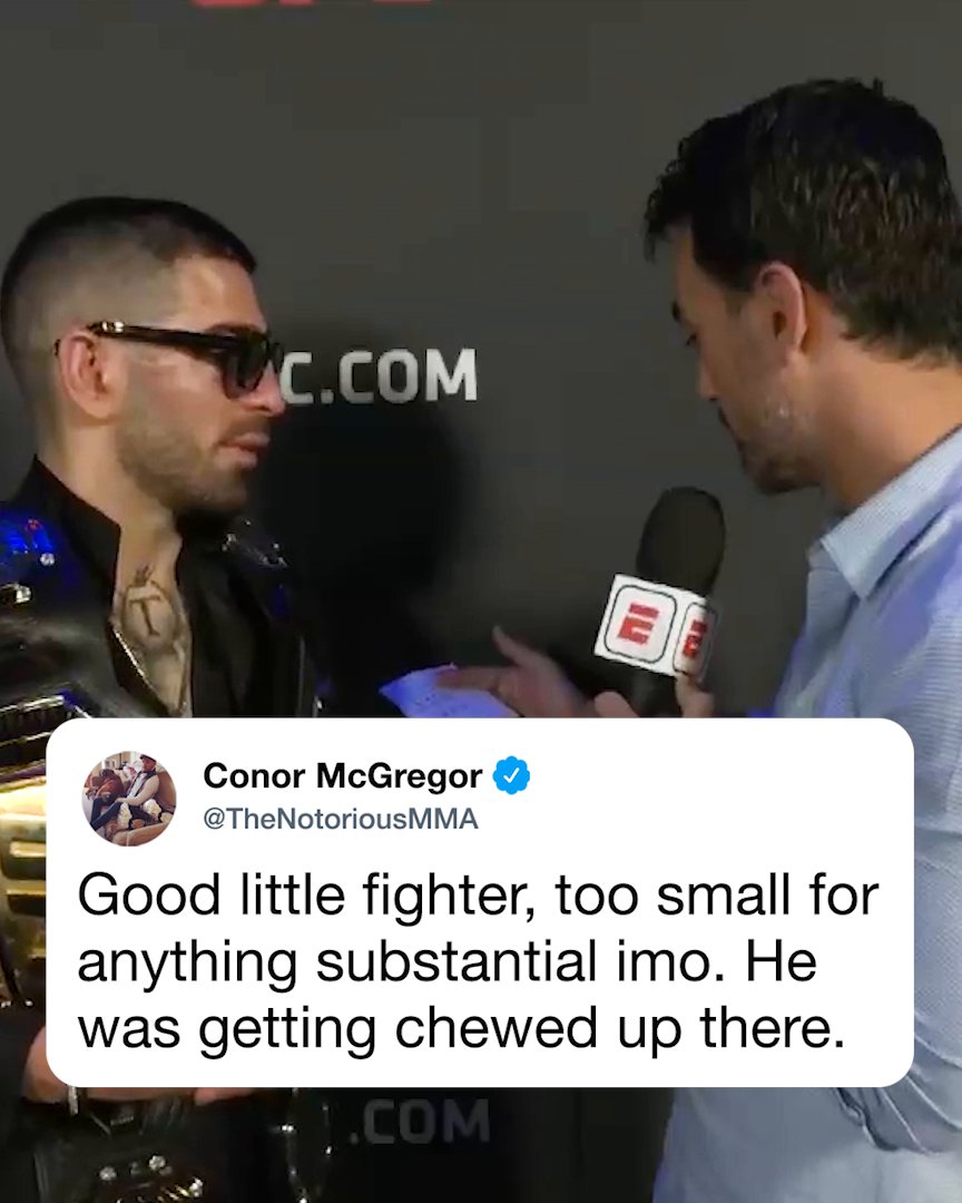 Ilia Topuria had strong words for Conor McGregor in response to his tweet to Topuria 😳 #UFC308 (via Brett Okamoto)
