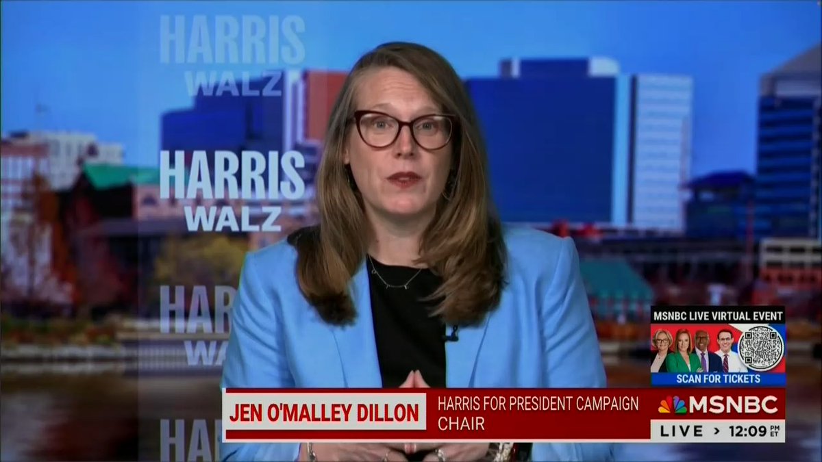 Harris Campaign Chair Jen O'Malley Dillon: We feel very good about where we are. We are confident we're going to win this thing. We’re seeing extraordinary enthusiasm. This is going to be a close race, and our campaign is exactly where we want to be