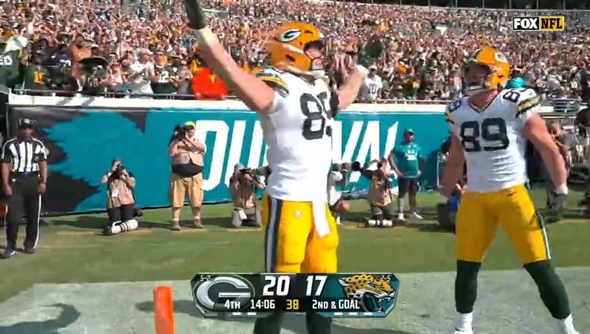 A TD for a TE. Happy National Tight Ends Day from Tucker Kraft! #GBvsJAX
