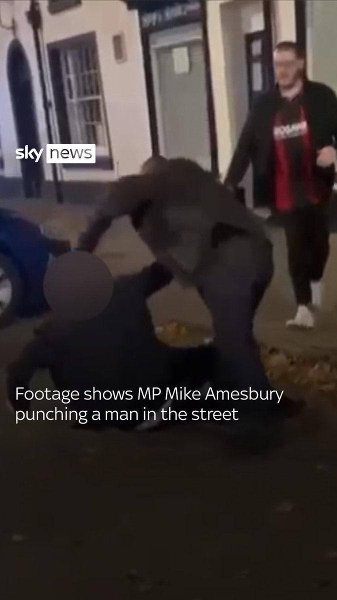 This footage shows MP Mike Amesbury punching a man in the street. He has been suspended by the Labour Party following the incident.
