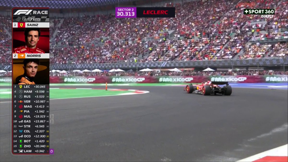 VICTOIRE DE CARLOS SAINZ À MEXICO ! 💪 LA 4e POUR LUI EN FORMULE 1 🏆🏆🏆🏆 Il devance Norris et Leclerc, qui prend le point du meilleur tour 🇲🇽 #MexicoGP #F1
