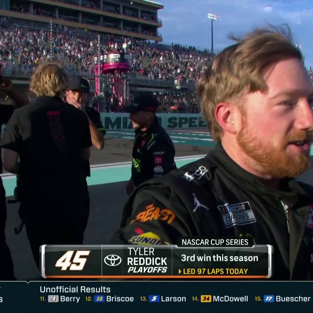 Tyler Reddick WINS and gets a hug from team owner Michael Jordan! #NASCARPlayoffs