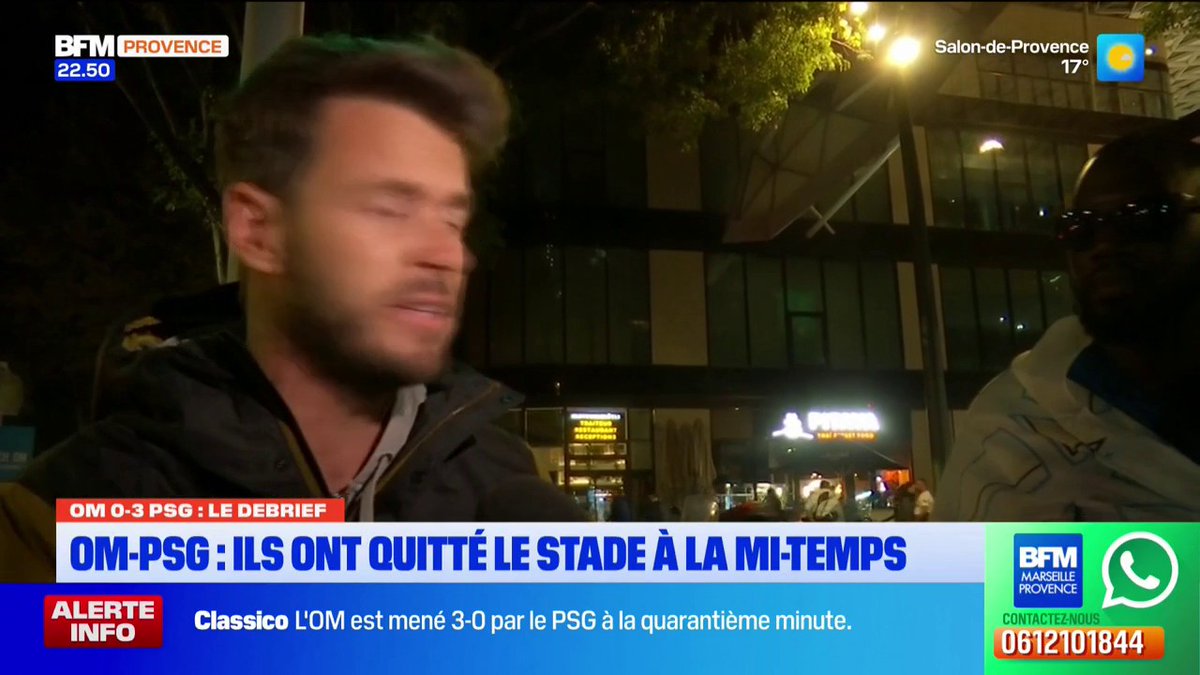 La réaction des supporters marseillais après le Classique : « Ça fait 14 ans je suis abonné, c’est la première fois que je quitte le stade à la mi-temps. 🗣️ » « On vient du nord de la France. On paie les billets chers. Très déçu. Très frustré. 😤 »
