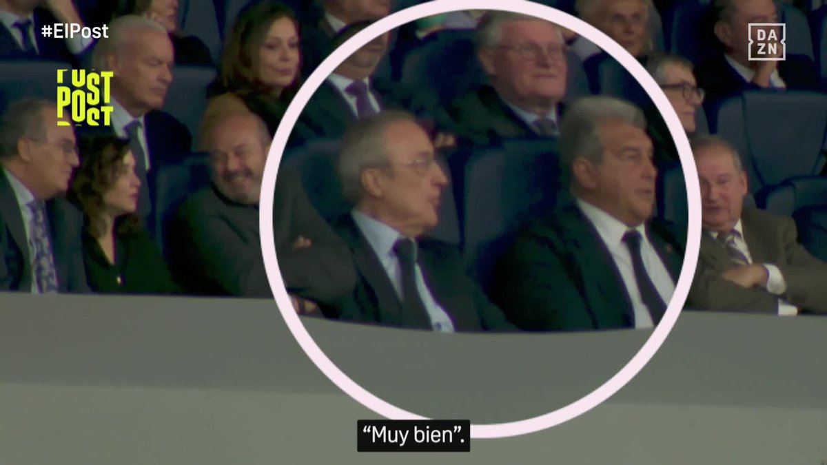 “Muy bien”, le dice Florentino a Laporta en el palco DAZN España