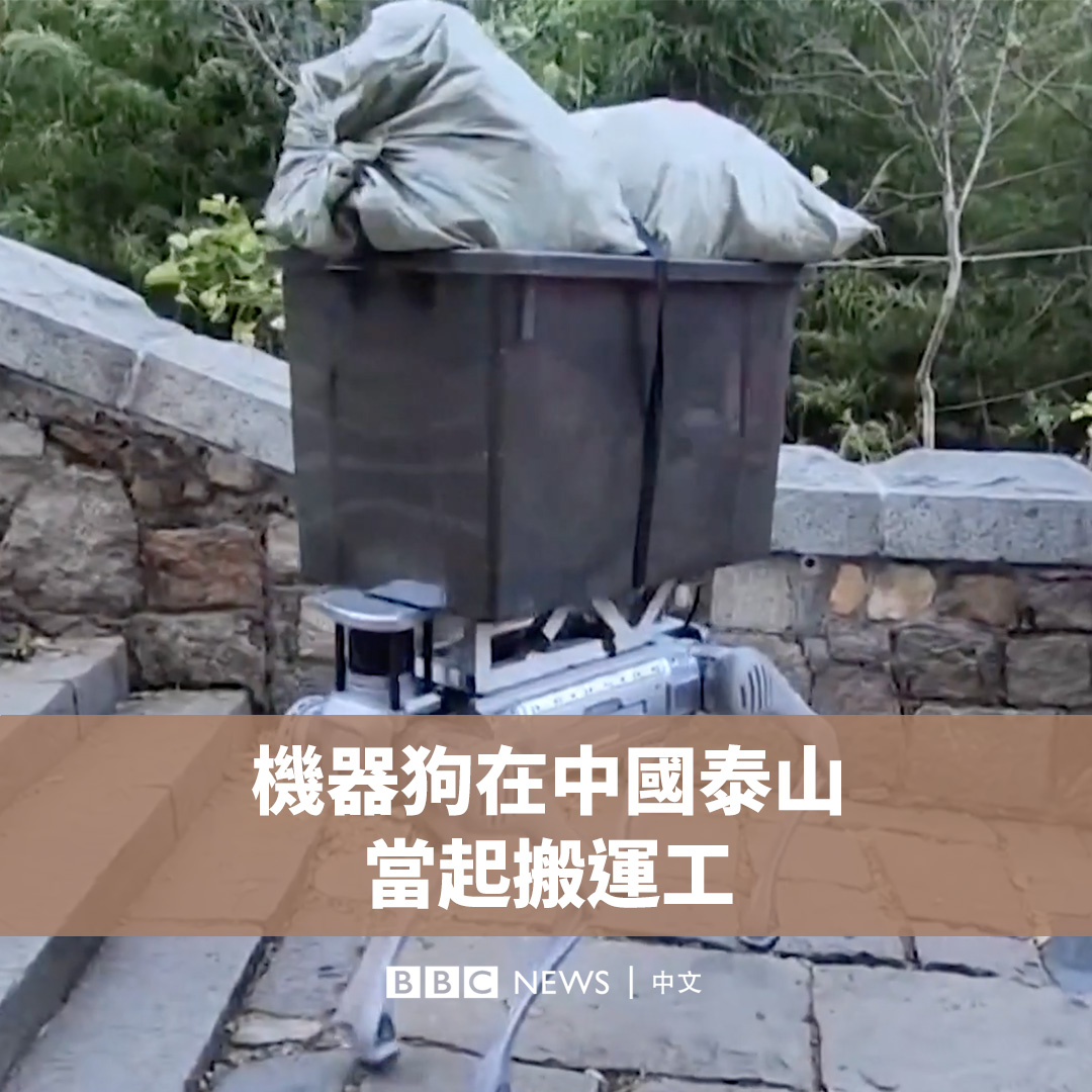 中国北部知名的泰山景区近日部署了一群不同寻常的搬运工——机器狗。这些四足机器人背着大袋垃圾在陡峭的台阶上穿梭。 据中国媒体报道，该景点试图用这些机器狗解决到访游客每天丢弃的大量垃圾。此前，清理者需要徒步将泰山大量垃圾运下山，但当地愿意从事该工作的人正越来越少。