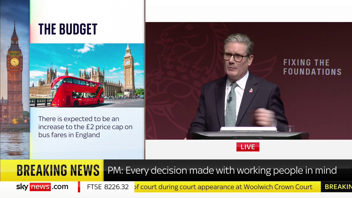 The prime minister has announced that there will be a new £3 bus fare cap until the end of 2025. Latest: 📺 Sky 501, Virgin 602, Freeview 233 and YouTube