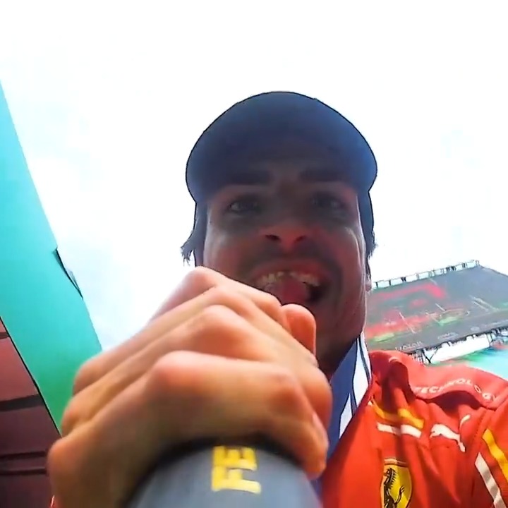We think Carlos enjoyed his first trip to the Mexico podium 😂🍾 #F1 #MexicoGP Ferrari Trento